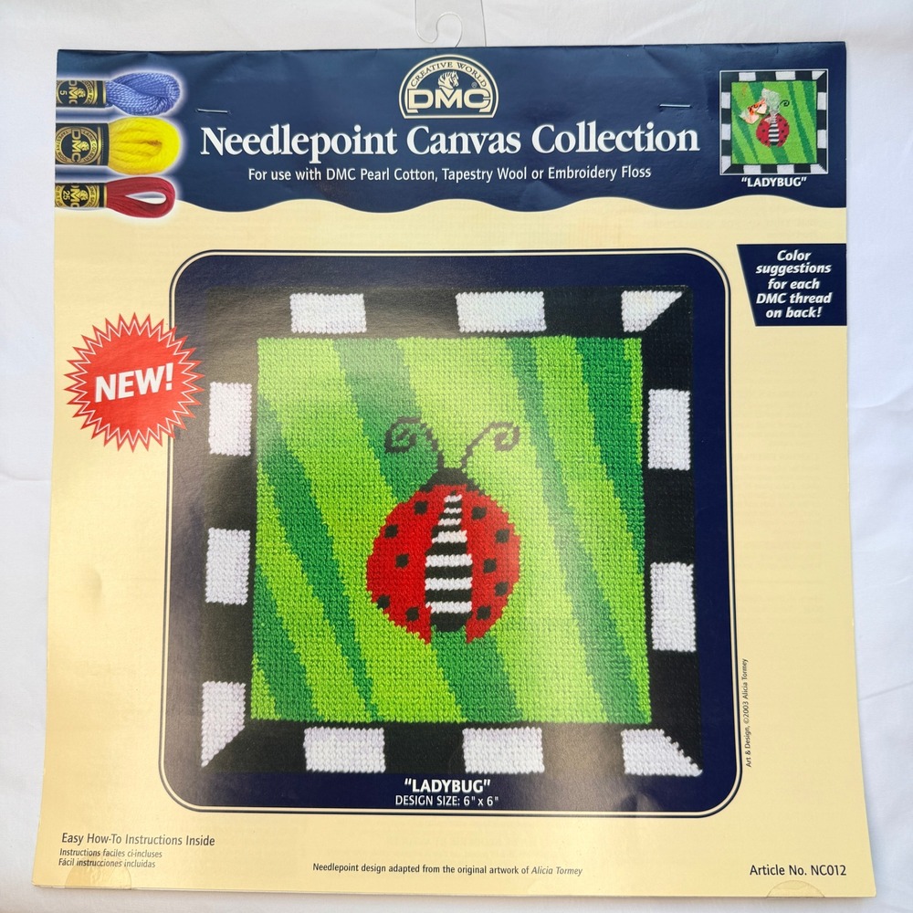 DMC Ladybug Needlepoint Canvas Collection 6 Inch NC012 Vintage 2003